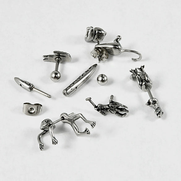 Stainless Steel Animal Geometric Punk Polished Earrings