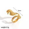 Stainless Steel Animal Geometric Style Ring With Marine Elements Like Hippocampus Scallop Starfish And Electroplating