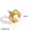 Stainless Steel Animal Geometric Style Ring With Marine Elements Like Hippocampus Scallop Starfish And Electroplating