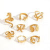 Stainless Steel Animal Geometric Style Ring With Marine Elements Like Hippocampus Scallop Starfish And Electroplating