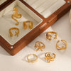Stainless Steel Animal Geometric Style Ring With Marine Elements Like Hippocampus Scallop Starfish And Electroplating