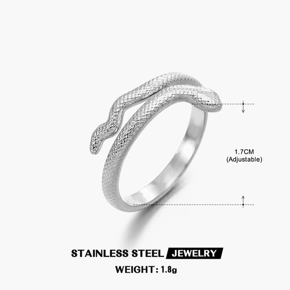 Stainless Steel Animal Snake Zodiac Ring With 18K Gold Plated Electroplating For Women