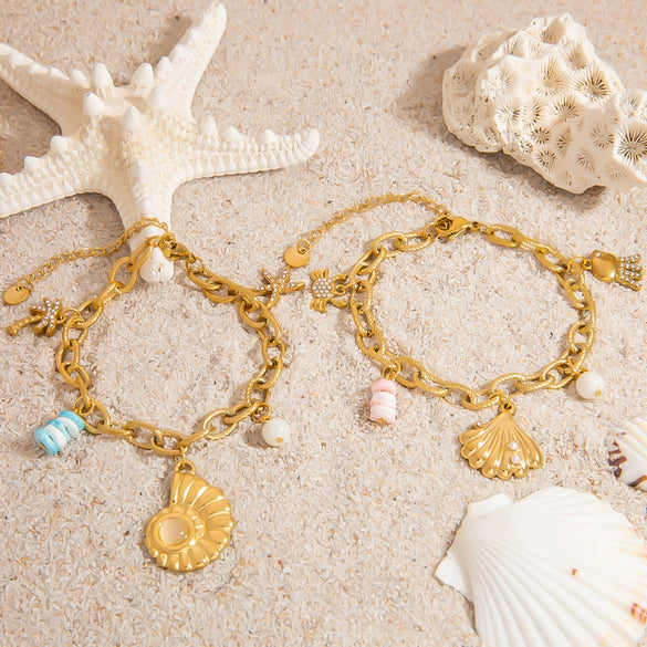 Stainless Steel Animal Style Geometric Ushaped Star Marine Life Electroplated Bracelets