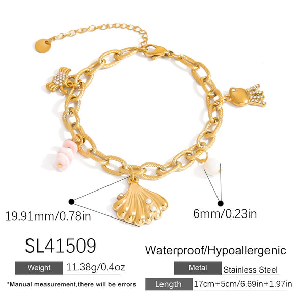 Stainless Steel Animal Style Geometric Ushaped Star Marine Life Electroplated Bracelets