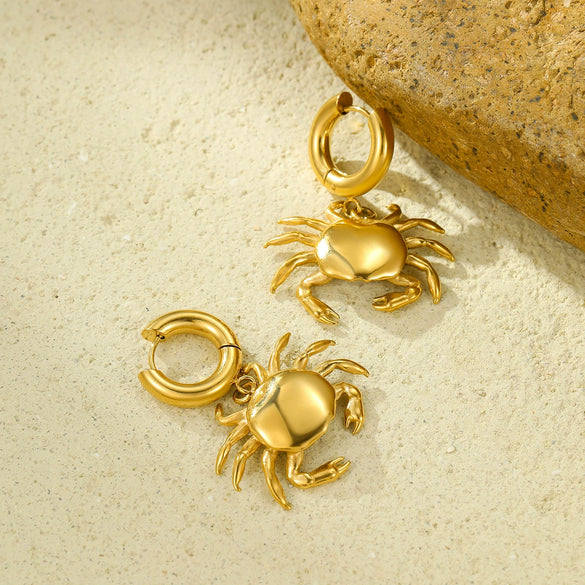Stainless Steel Animal Zodiac Crab Fashion Earrings With Electroplating Design For Women