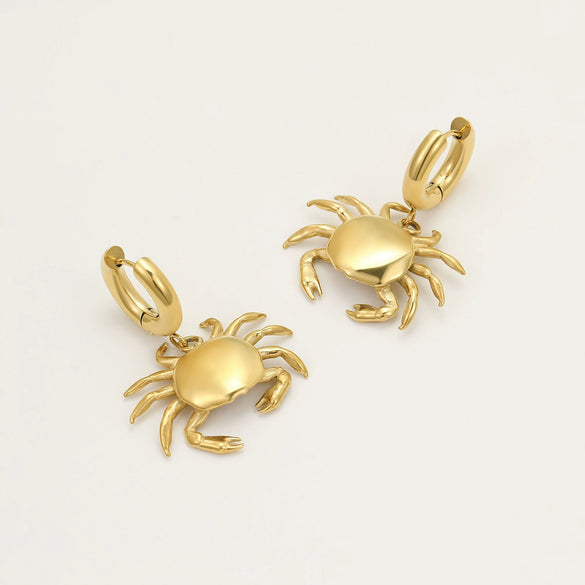 Stainless Steel Animal Zodiac Crab Fashion Earrings With Electroplating Design For Women