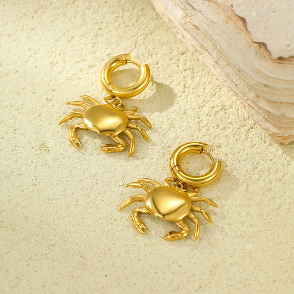 Stainless Steel Animal Zodiac Crab Fashion Earrings With Electroplating Design For Women