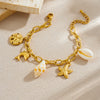 Stainless Steel Animal Zodiac Dolphin Starfish Shell Round Irregular Pendant Ocean Bracelet With Electroplating For Women