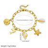 Stainless Steel Animal Zodiac Dolphin Starfish Shell Round Irregular Pendant Ocean Bracelet With Electroplating For Women