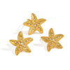 Stainless Steel Animal Zodiac Geometric Starfish Style Ring Earrings Electroplated Women's Jewelry
