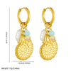 Stainless Steel Animal Zodiac Goldplated Conch Pendant Colorful Beaded Women's Earrings