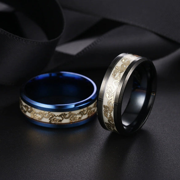Stainless Steel Animal Zodiac Luminous Ring Electroplated Jewelry For Men And Women