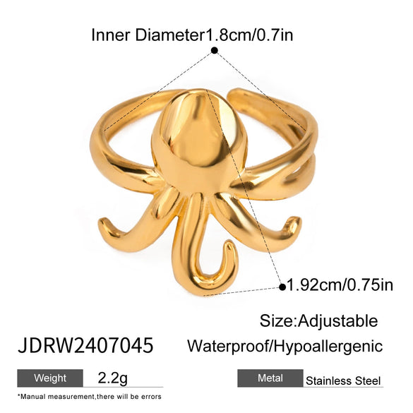 Stainless Steel Animal Zodiac Open Ring Gold Plated Jewelry