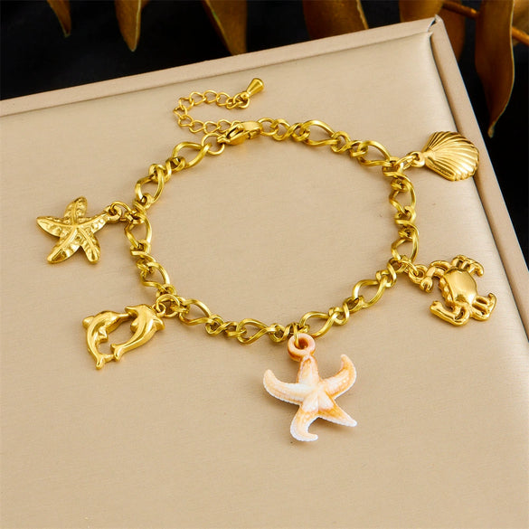 Stainless Steel Animal Zodiac Pendant Bracelet With Electroplating