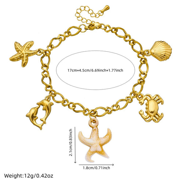 Stainless Steel Animal Zodiac Pendant Bracelet With Electroplating