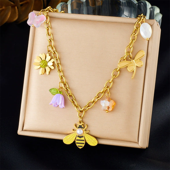 Stainless Steel Animal Zodiac Pendant Necklace With Electroplating And Pastoral Style