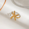Stainless Steel Animal Zodiac Style Electroplated Starfish Asymmetric Ring Jewelry For Women
