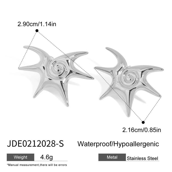 Stainless Steel Animals Geometric Irregular Starfish Vortex Spiral Earrings Electroplated