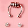 Stainless Steel Antler Pattern Electroplated Round Ball Conical Ball Magnetic Nose Ring Piercing Earrings Unisex