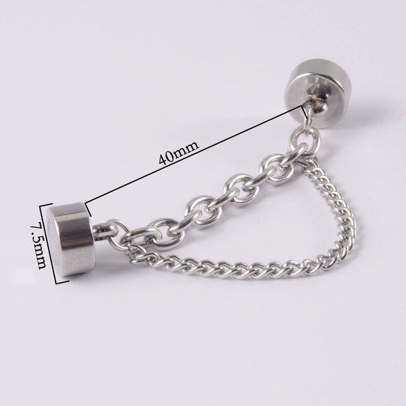 Stainless Steel Antler Pattern Electroplated Round Ball Conical Ball Magnetic Nose Ring Piercing Earrings Unisex