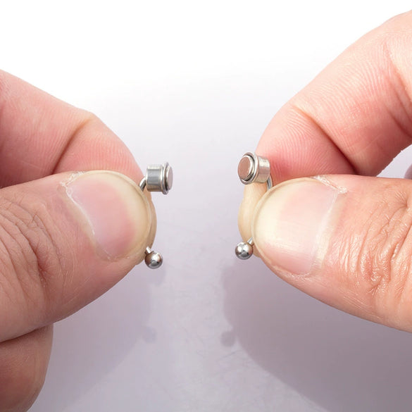 Stainless Steel Antler Pattern Electroplated Round Ball Conical Ball Magnetic Nose Ring Piercing Earrings Unisex