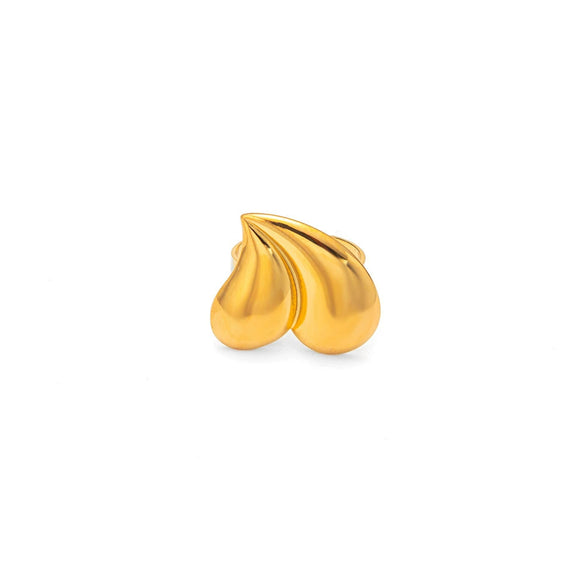 Stainless Steel Asymmetric Love Opening Ring With Vacuum Plating Real Gold Color