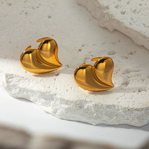 Stainless Steel Asymmetric Love Opening Ring With Vacuum Plating Real Gold Color