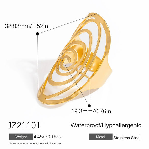 Stainless Steel Asymmetrical Cut Out Open Ring Handdecorated Electroplated Nonfading Women's Jewelry
