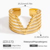 Stainless Steel Asymmetrical Cut Out Open Ring Handdecorated Electroplated Nonfading Women's Jewelry