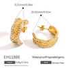 Stainless Steel Asymmetrical Geometric Circle Ushaped Pleated Semicircle Earrings With Diamonds Electroplated For Women Light Luxury Style