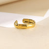 Stainless Steel Asymmetrical Geometric Ring With Flower Knot Texture And Electroplating