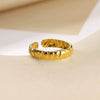 Stainless Steel Asymmetrical Geometric Ring With Flower Knot Texture And Electroplating