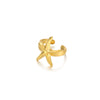 Stainless Steel Asymmetrical Geometric Ring With Flower Knot Texture And Electroplating