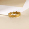 Stainless Steel Asymmetrical Geometric Ring With Flower Knot Texture And Electroplating