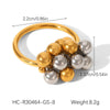 Stainless Steel Ball Bead Rings Geometric Style Electroplated Women's Hand Jewelry
