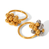 Stainless Steel Ball Bead Rings Geometric Style Electroplated Women's Hand Jewelry