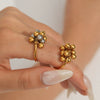 Stainless Steel Ball Bead Rings Geometric Style Electroplated Women's Hand Jewelry
