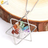 Stainless Steel Ball Chain Necklace With Crystal Merkaba Star And Wrapped Tree Of Life Pendant Personality Jewelry
