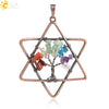 Stainless Steel Ball Chain Necklace With Crystal Merkaba Star And Wrapped Tree Of Life Pendant Personality Jewelry