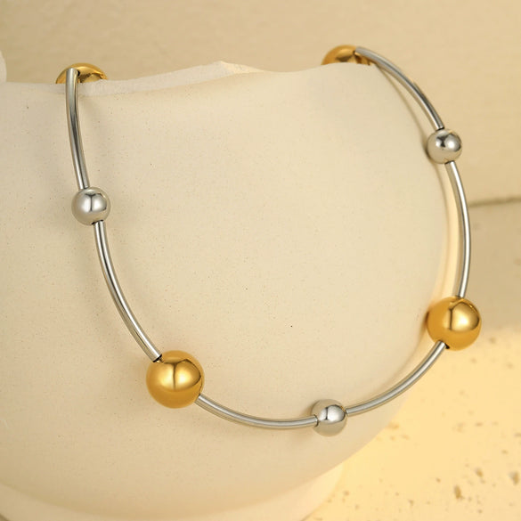 Stainless Steel Ball Necklace Electroplating Fashion Style