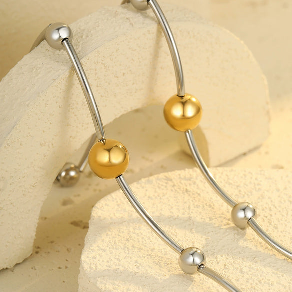 Stainless Steel Ball Necklace Electroplating Fashion Style