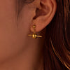 Stainless Steel Ball Pendant Earrings For Women Fashion Simple Nonfading Electroplated