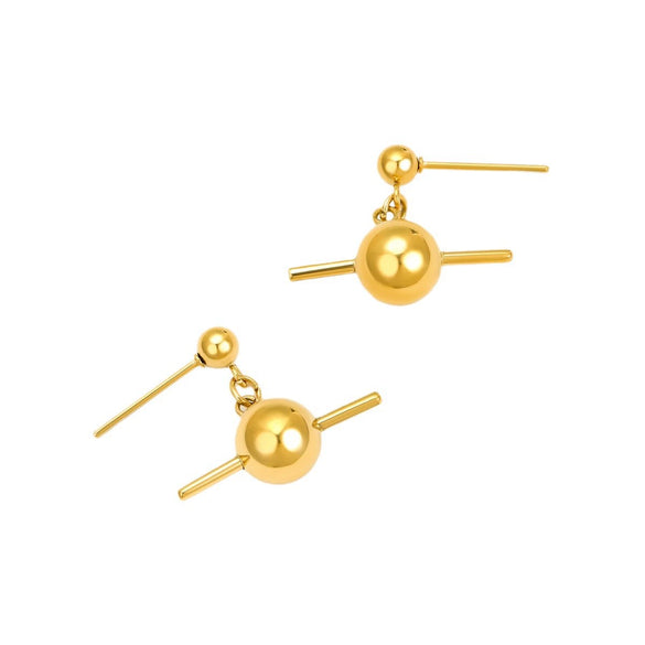 Stainless Steel Ball Pendant Earrings For Women Fashion Simple Nonfading Electroplated