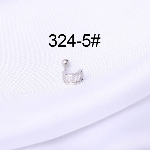 Stainless Steel Ball Puncture Earrings Cartoon Style With Flower Pattern Electroplated