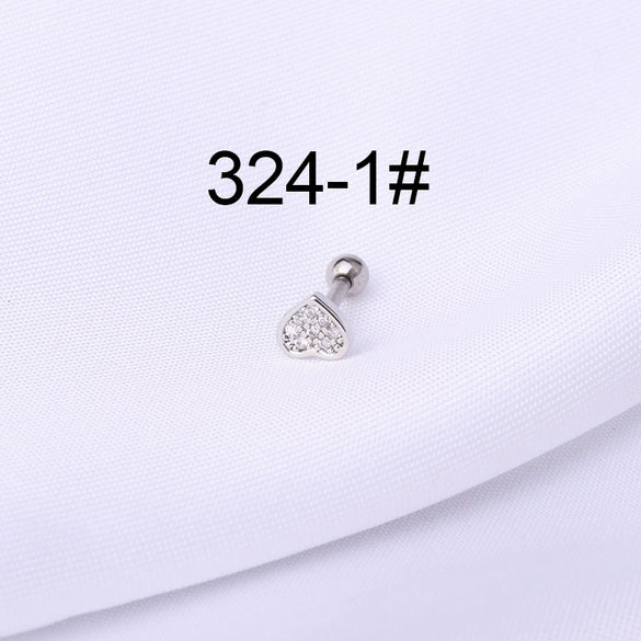 Stainless Steel Ball Puncture Earrings Cartoon Style With Flower Pattern Electroplated