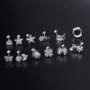 Stainless Steel Ball Puncture Earrings Cartoon Style With Flower Pattern Electroplated