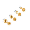 Stainless Steel Ball Tshaped Electroplating Style Earrings With Single Diamond And Round Zircon