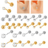 Stainless Steel Ball Tshaped Electroplating Style Earrings With Single Diamond And Round Zircon