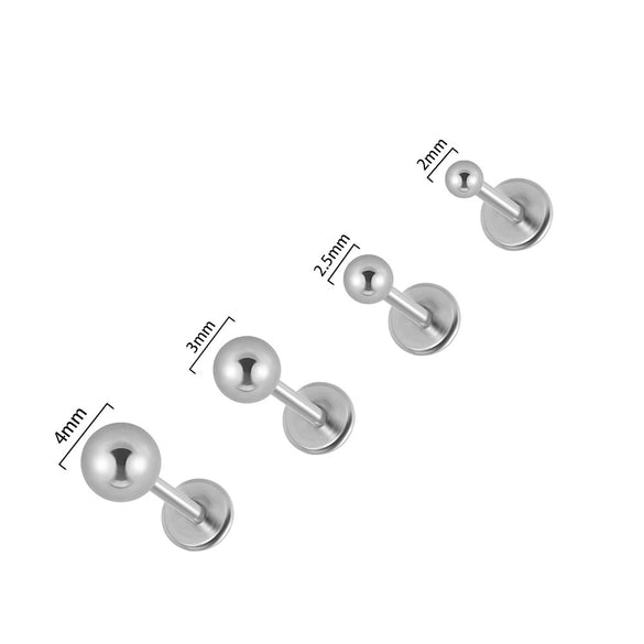 Stainless Steel Ball Tshaped Electroplating Style Earrings With Single Diamond And Round Zircon
