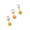 Stainless Steel Ball Tshaped Electroplating Style Earrings With Single Diamond And Round Zircon